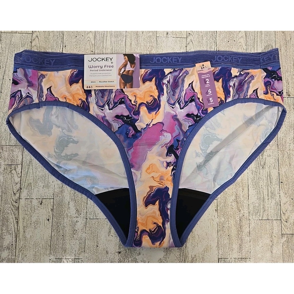 Jockey Period Underwear Bikini 4XL Mod Absorbency Microfiber Stretch Worry Free